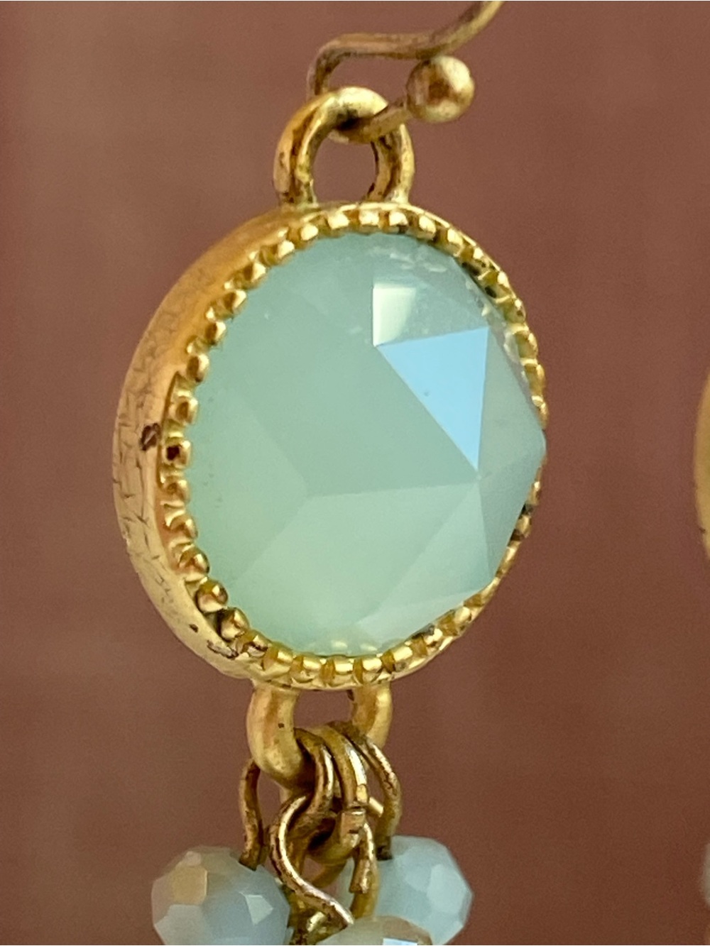 Spartina 449 Gold-Tone Aqua Green Faceted Drop Earrings - Picture 5 of 5